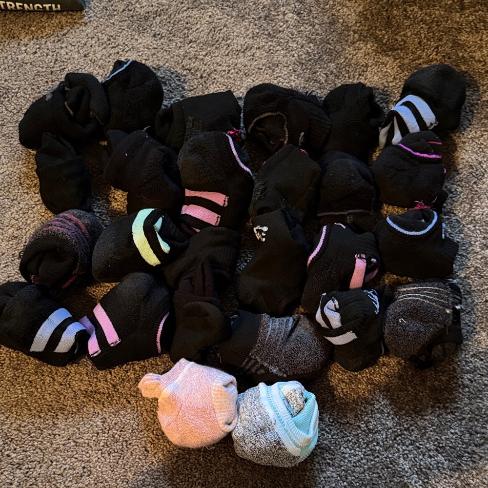 24 Pairs of Assorted Black and Pastel Socks